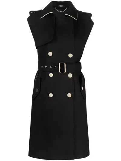 Liu •jo Double-breasted Sleeveless Coat In Black