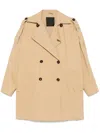 Liu •jo Double-breasted Trench Coat In Neutrals