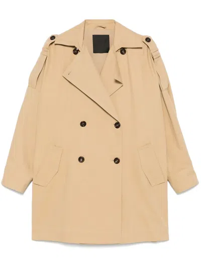 Liu •jo Double-breasted Trench Coat In Neutrals