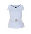 Liu •jo Liu Jo Sky Blue Jacket With Structured Silhouette And Peplum Hem In Blue