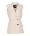 Liu •jo Double-breasted Vest In Nude