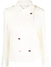 Liu •jo Double-breasted Virgin Wool Coat In Nude