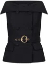 Liu •jo Double-breasted Waistcoat With Belt In Black