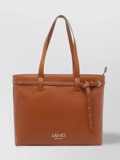 Liu •jo Double Handle Deer Logo Tote Bag In Beige