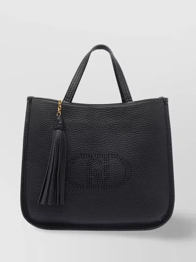 Liu •jo Double Handle Shoulder Bag With Tassel Detail In Black