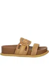Liu •jo Double-strap Slide Sandals In Brown