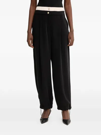 Liu •jo Double-waistband Trousers In Black