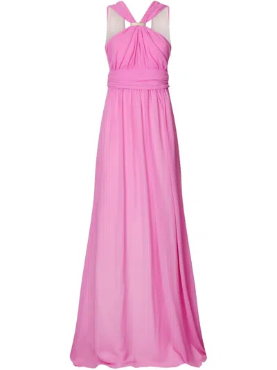 Liu •jo Draped-detail Evening Dress In Pink