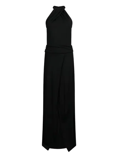 Liu •jo Draped Halter-neck Dress In Black