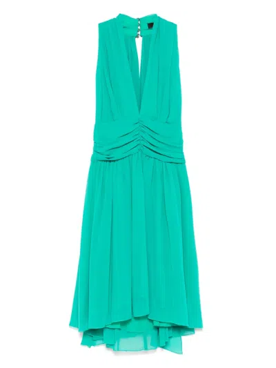 Liu •jo Draped Mini Dress In Green