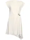 Liu •jo Liu Jo Draped White Dress With Cap Sleeves And Waist Accent