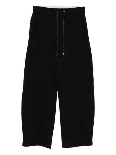 Liu •jo Drawstring Cotton Trousers In Black