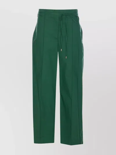 Liu •jo Drawstring High Waist Straight Leg Trousers In Green