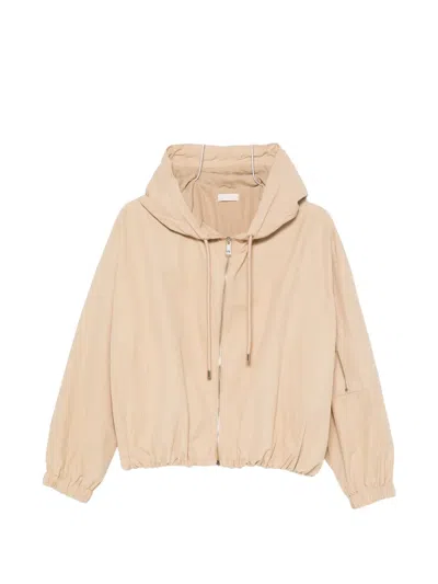 Liu •jo Drawstring Hooded Jacket In Brown
