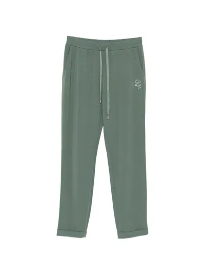 Liu •jo Drawstring Logo-detail Trousers In Green