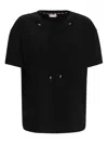Liu •jo Drawstring-neck Cotton T-shirt In Black