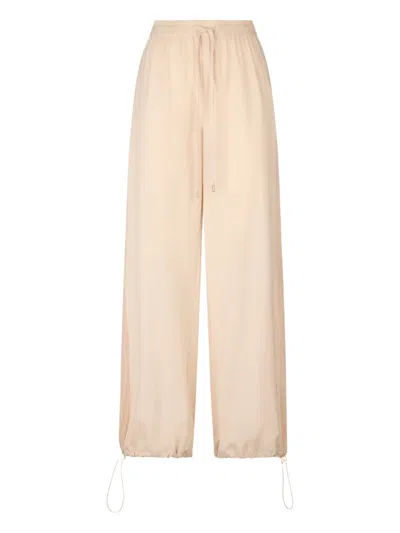 Liu •jo Beige Trousers With Drawstring In Neutrals
