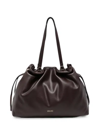 Liu •jo Drawstring-fastening Logo-plaque Tote Bag In Brown
