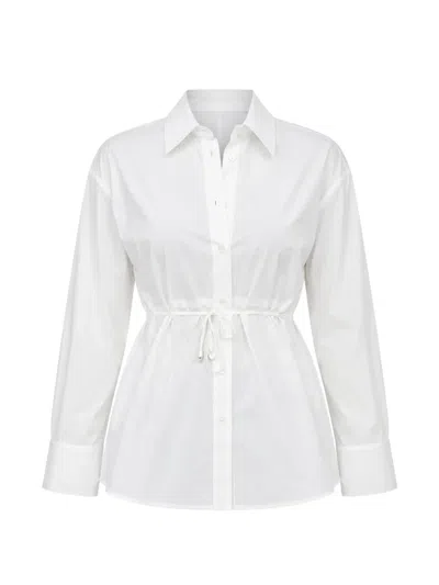 Liu •jo Drawstring-waist Long-sleeve Shirt In White
