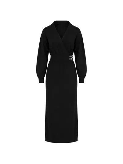 Liu •jo Dress In Knit With Buckles In Black