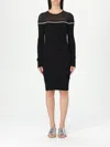 Liu •jo Mesh-insert Ribbed-knit Mini Dress In ブラック