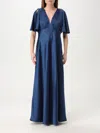Liu •jo Liu Jo Blu Midi Dress In Satin With V-neck In Blue