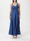 Liu •jo Denim Dress With Adjustable Waist Tie In Blue