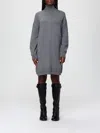 Liu •jo Knitted Grey Dress With High Turtleneck In Gray