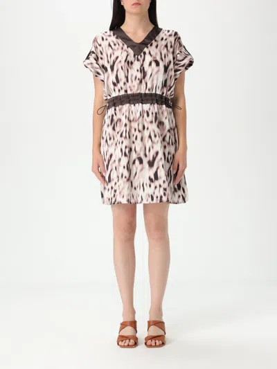 Liu •jo Animal Print V-neck Mini Dress In Multicolour
