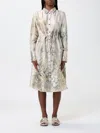 Liu •jo Liu Jo Printed Midi Dress With Belt And Bottons In Sand