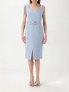 Liu •jo Liu Jo Sleeveless Belted Midi Dress In Sky Blue