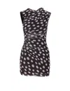 Liu •jo A Line Polka Dot Ruched Sleeveless Dress In Black