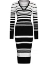 Liu •jo Black And White Knit Midi Dress In Black
