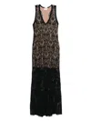 Liu •jo Open-knit Maxi Dress In Black