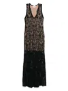 Liu •jo Open-knit Maxi Dress In Black