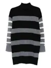 Liu •jo Horizontal Stripe Turtleneck Mini Dress In Black