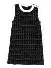 Liu •jo Checkered Tweed Mini Dress With Contrasting Neckline In Black