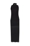 Liu •jo Halter Neck Backless Dress With Sheer Overlay In Black