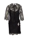 Liu •jo Chantilly Crystal Lace Mini Dress In Black