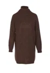 Liu •jo Sequined High Neck Midi Dress In Brown