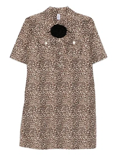 Liu •jo Leopard-print Button-front Dress In Neutral