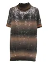 Liu •jo Pailletten-minikleid Mit Rollkragen In Brown