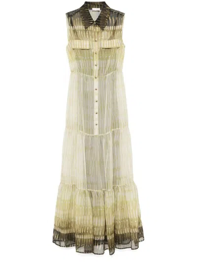 LIU •JO LIU JO GREEN PRINT CHEMISIER DRESS