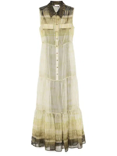 LIU •JO LIU JO GREEN PRINT CHEMISIER DRESS