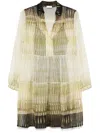 Liu •jo Liu Jo Tiered Mini Dress With Button-down Front In Green