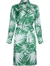 Liu •jo Mini Dress With Green And White Leaves Printed In Multicolour