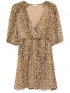 Liu •jo Liu Jo Animalier V-neck Mini Dress In Multicolour