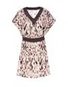 Liu •jo Animal Print V-neck Mini Dress In Multicolour