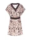 Liu •jo Animal Print V-neck Mini Dress In Multicolour