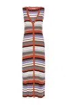Liu •jo Liu Jo Multicolor Stripes Midi Dress In Multicolour